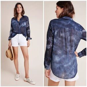Anthropologie Pilcro The Cate Classic Tie-Dye Button Down Shirt
